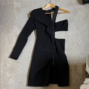Asymmetrical Black One-Shoulder Cutout Dress